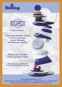 Plastic lids and plate cloches matching porcelain system tableware for communal catering - 2025